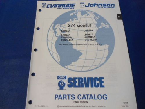 1991 omc evinrude/johnson parts catalog, 3/4 models