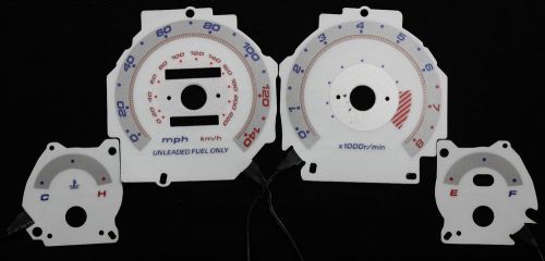 140mph indiglo gauge florescent white face g3 overlay for 90-93 acura integra