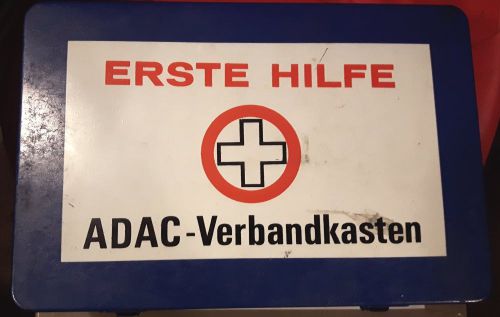 Adac first aid kit from 1955 porsche 356 vw bug oval t1 bus mercedes bmw tin box