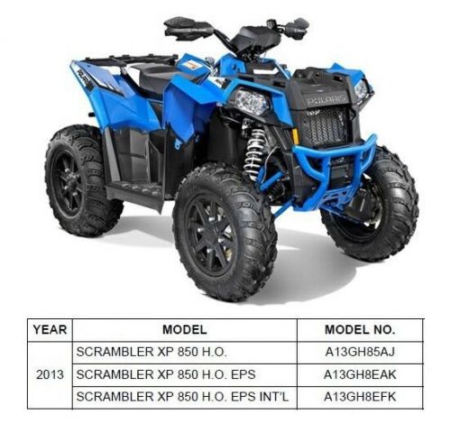 2013 polaris scrambler xp 850 h.o. eps / int'l service repair manual cd