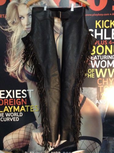 Womens u.s. chap &amp; saddlebag company fringe leather chaps size small 22 long usc