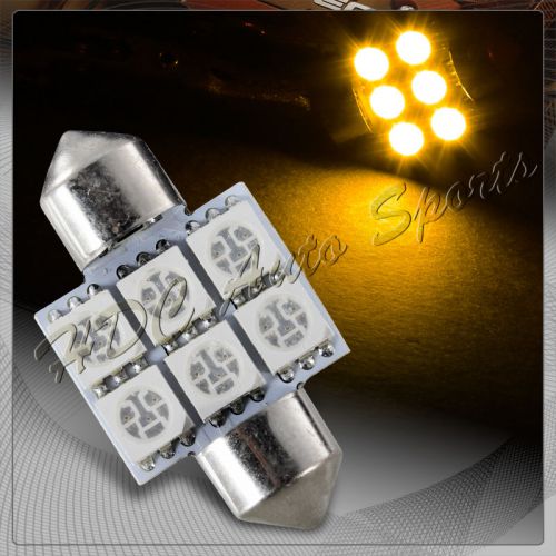 1x 31mm 6 smd amber led festoon dome map glove box trunk replacement light bulb