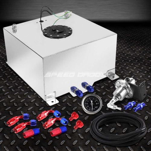 10 gallon/38l aluminum fuel cell tank+feed line kit+pressure regulator silver