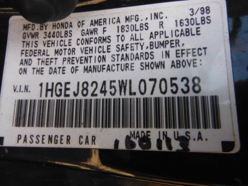 96 97 98 99 00 honda civic speedometer cluster cpe vtec at 472669