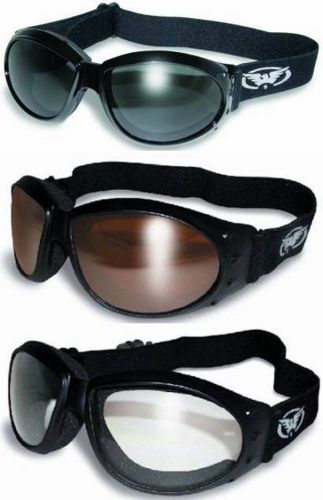 3 padded atv motorcycle goggles googles + bags copper smoke tinted dark  clear