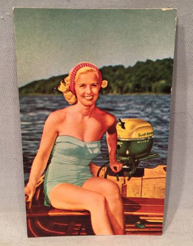 Orig 1955 nm un-used advertising postcard scott atwater outboard motors no res