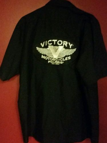 Victory motorcycles mens black collar button up work shirt logo xl