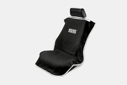 Colored towel seat cover w chevy camaro ss white logo emblem washable protector