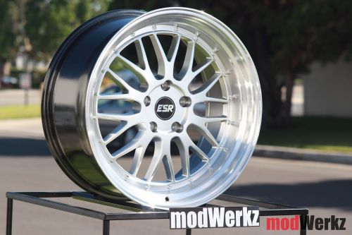 18x8.5 inch +30 esr sr05 5x100 silver lm wheels rims vw golf sti brz frs wrx tc