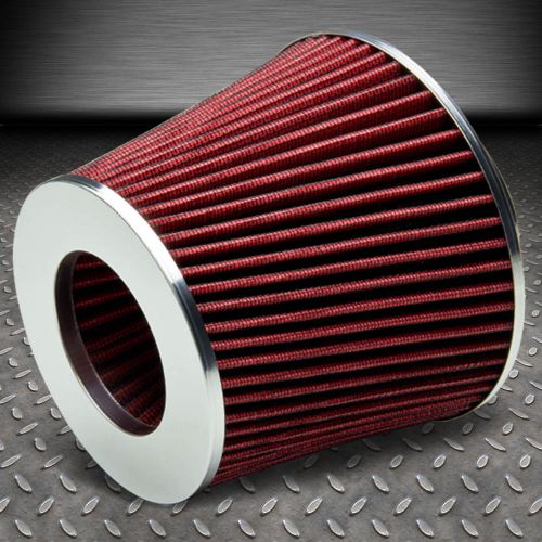 3&#034; performance short ram cold air intake round tapered red rubber filter+clamp