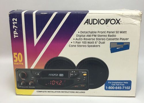 Vintage audiovox car am/fm stereo radio cassette &amp; speakers tp-712 nos 50 watts