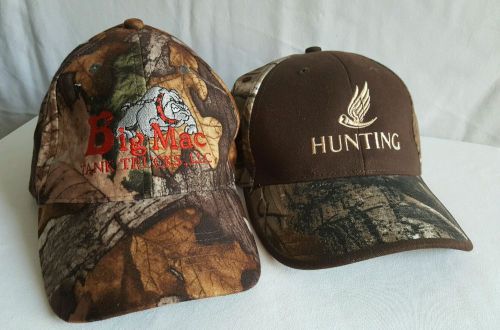 Lot of 2 camoflauge cap hat big mack tank trucks llc bulldog and hunting realtre
