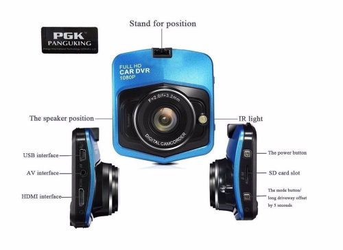 Mini car dvr camera 1080p full hd video registrator parking recorder black/blue