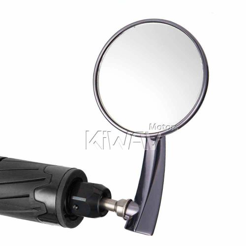 Iron grey 7/8&#034; 22mm handle bar end pair rear view side mirrors universal - amm