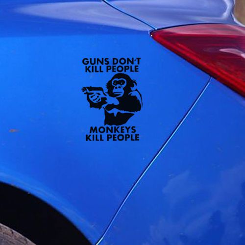 Guns don&#039;t kill people monkeys do car sticker adhesive vinyl car sticker vinyl