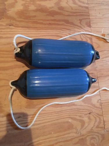 Taylor made super gard inflatable vinyl boat fender blue 6.5 x 22 (2 plus ropes)