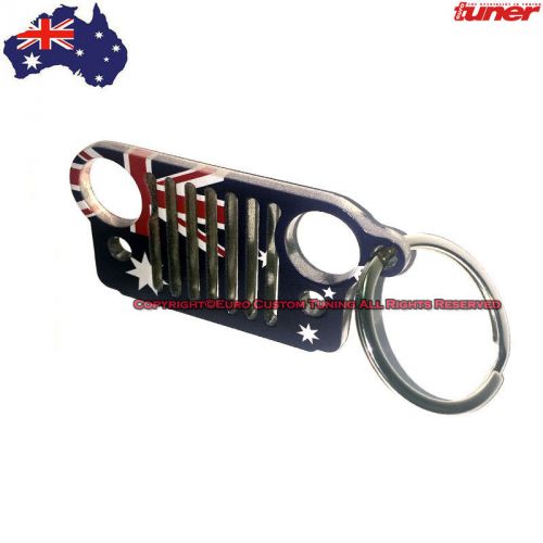 AU Flag Australia Bumper Grille Shape Keychain Wrangler CJ YJ XJ TJ JK Sahara, US $8.99, image 1