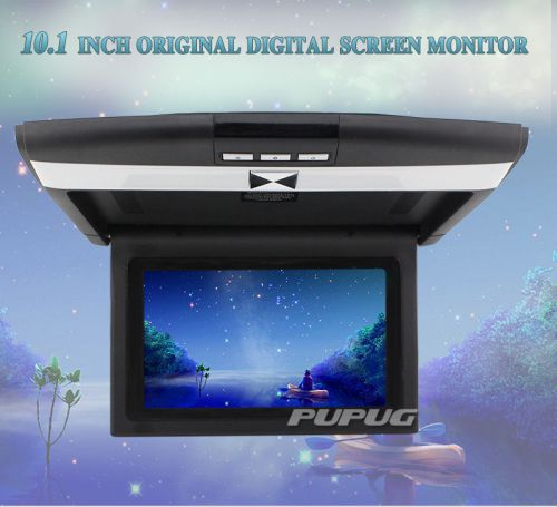 New black 10.1&#039;&#039; top hd overhead flip down roof mount monitor 2-av input remote