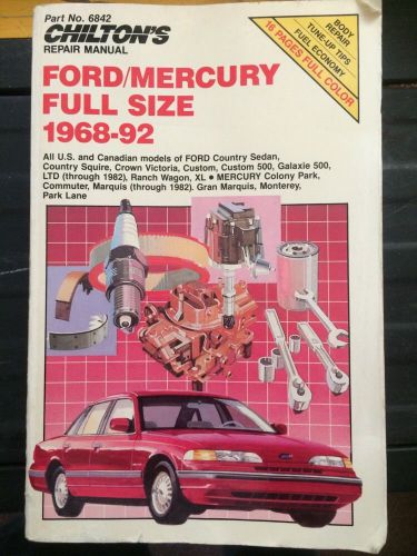 1968-1992 chiltons ford/mercury repair manual 6842
