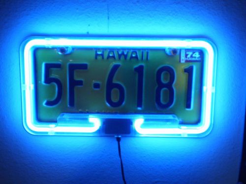 Two! plasmaglow 10120 blue neon license plate frame