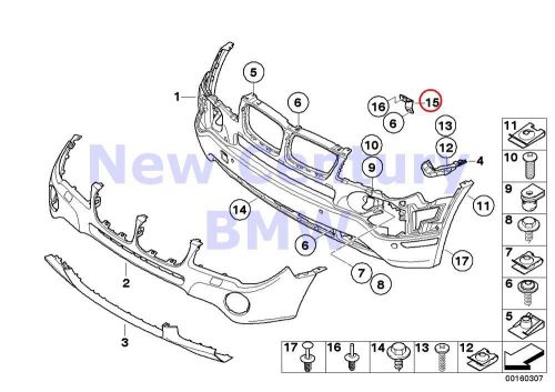 Bmw genuine carrier front trim cover front bumper bracket e83n