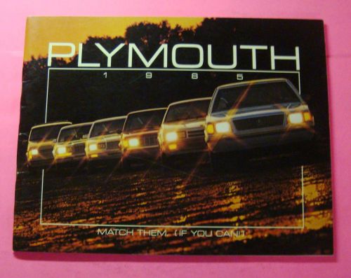 1985 plymouth  full model lineup showroom sale brochure ..68- pages
