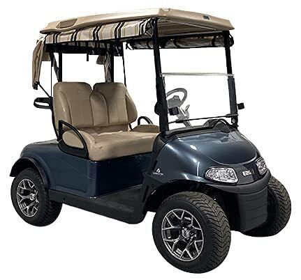 Jet black golf cart cover – track-style sunbrella canvas