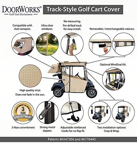 Jet Black Golf Cart Cover – Track-Style Sunbrella Canvas, US $337.98, image 2