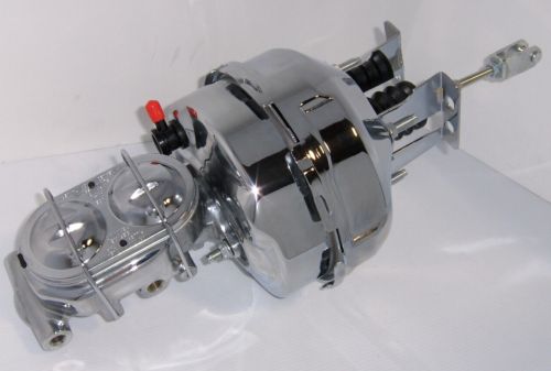 Chrome 9" Dual Power Brake Booster Master Cylinder Bracket Clevis Kit DISPLAY, US $179.87, image 5