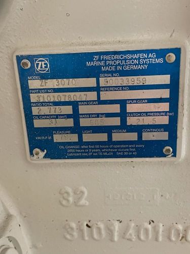 ZF3070 2.773 Marine Transmission, US $120,000.00, image 3