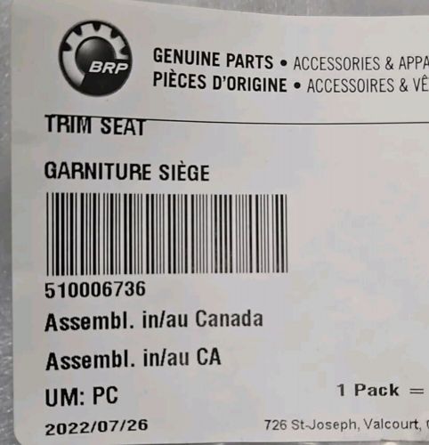 510006736 genuine can-am ski-doo oem trim seat