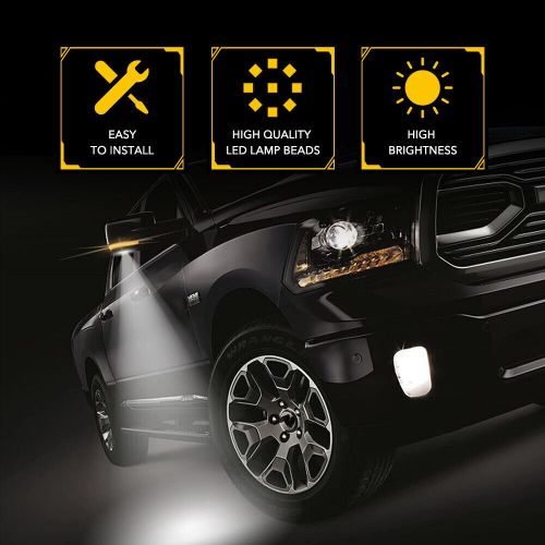 White Amber LED Puddle Lights For 09-22 Dodge RAM Side Mirror Lights Signal Lamp, US $39.99, image 6