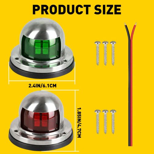 Pair marine boat pontoon yacht 12v stainless steel led bow lights navigation