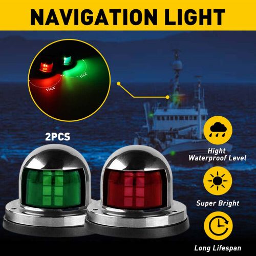 Pair Marine Boat pontoon yacht 12V Stainless Steel LED Bow Lights Navigation, US $14.99, image 4