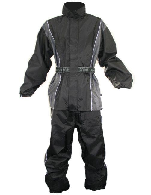 Xelement womens 2 piece black and gray motorcycle rainsuit