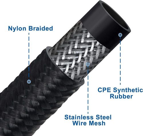 6AN Fuel Line Kit AN6 Nylon Braided Fuel Line Hose Fitting Kit CPE 20FT Black, US $93.32, image 6