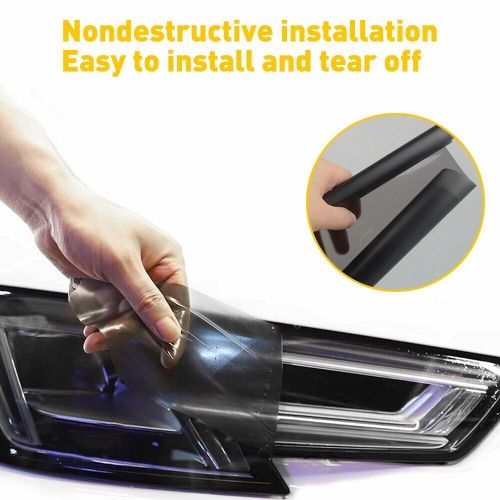 Matte Black Vinyl Wrap Car Headlight Vehicle Sticker Decal Film Air Bubble Free, US $10.99, image 2