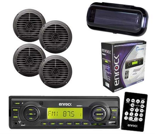 Am/fm mp3 enrock radio sd card function usb aux 4 x 5.25" speakers w/cover black