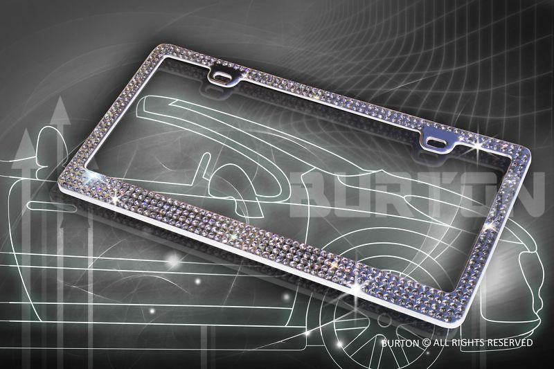 Purchase 4 ROW Bling GREY REAL Crystal Embedded Chrome License Plate