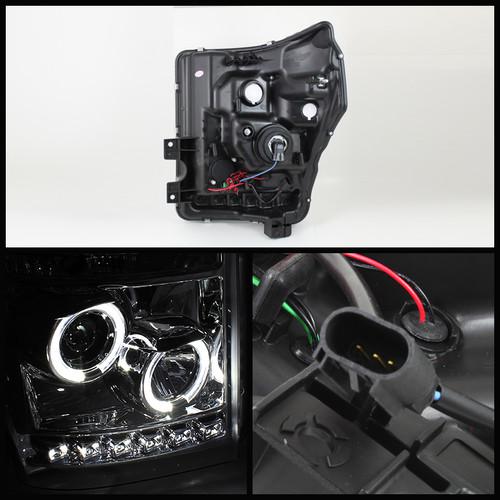 11-13 Ford F-Series Superduty Smoked Ccfl Halo Led Drl Projector Headlights Set, US $244.07, image 2