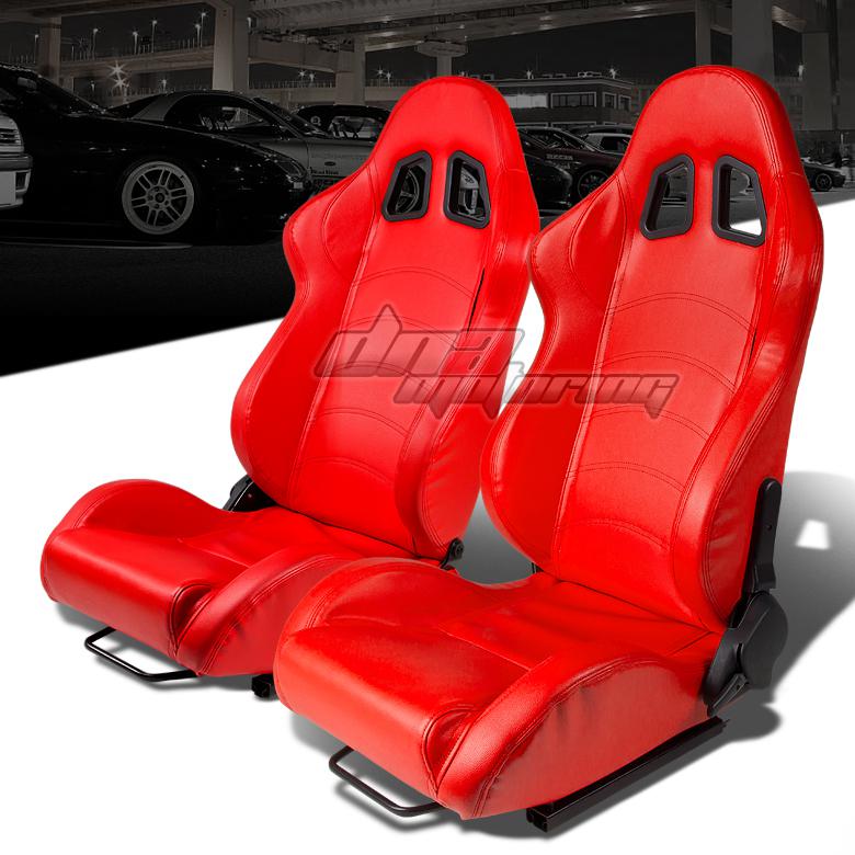 Purchase X2 TYPE1 L+R PVC LEATHER RED+STITCH FULLY RECLINABLE RACING