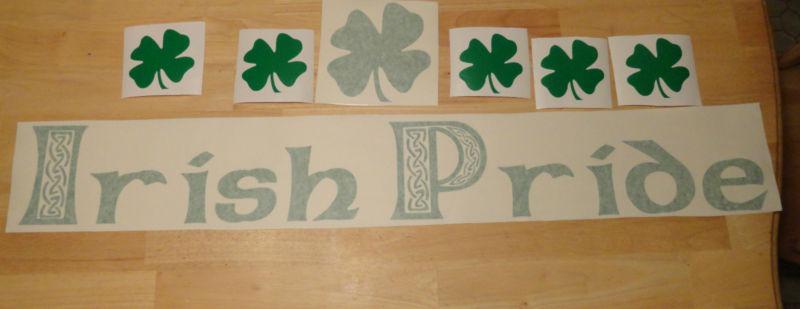 IRISH PRIDE Vinyl Decal Sticker Ireland Clovers Custom Made, US $12.99, image 2