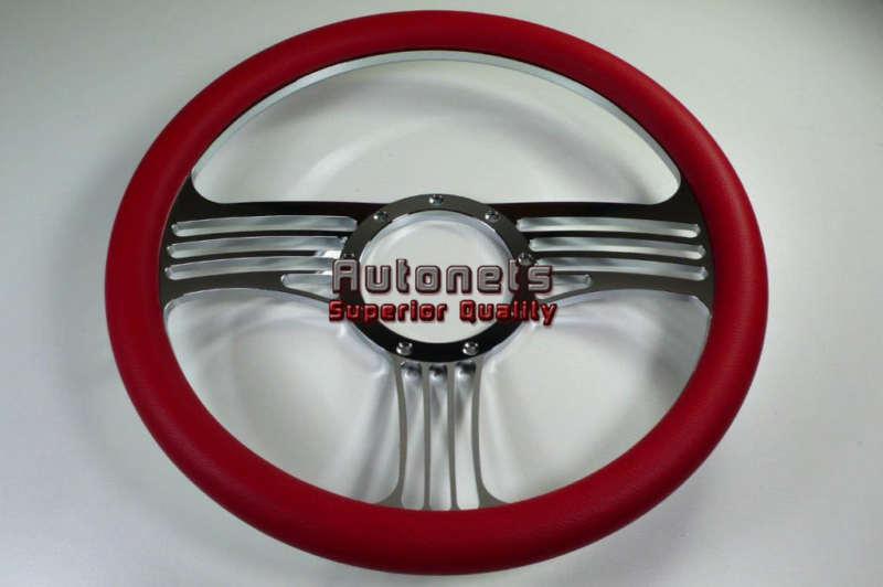 Purchase Red Leather Slash Style Camaro Nova Hot Rat Rod Steering Wheel