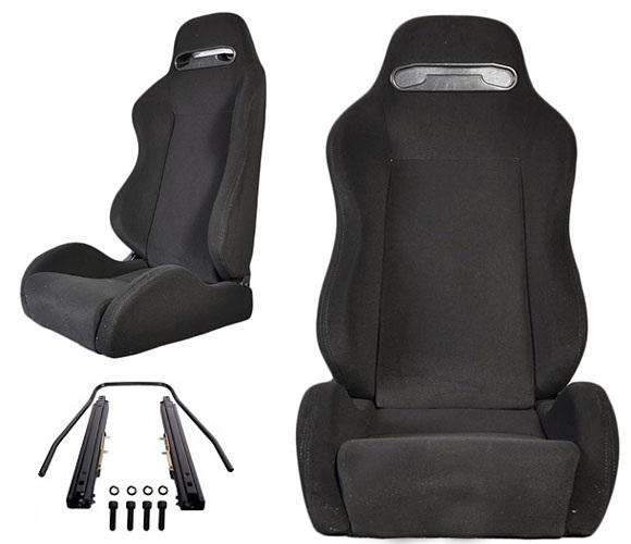2 black cloth racing seats reclinable + sliders pontiac new *