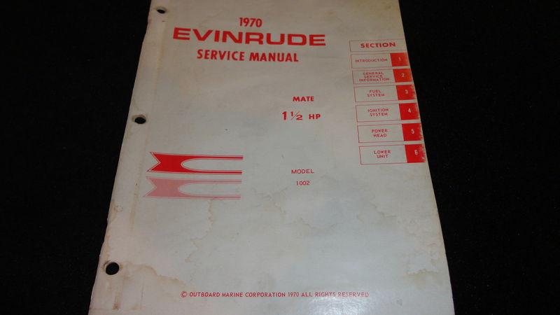 Used evinrude outboard motor service manual 1970 1.5hp model 1002