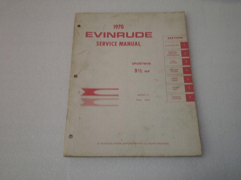 Evinrude 1970 9.5 horsepower service manual 