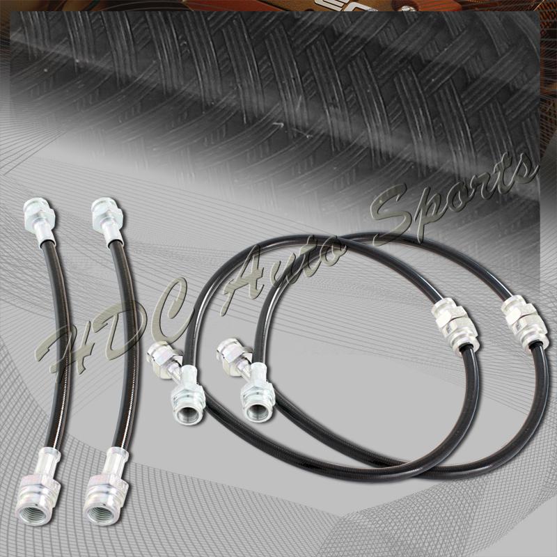 90-96 nissan 300zx z32 front + rear stainless steel brake line hose kit - black