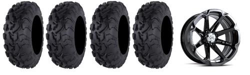 Msa black diesel 14" atv wheels 30" bajacross tires sportsman rzr ranger