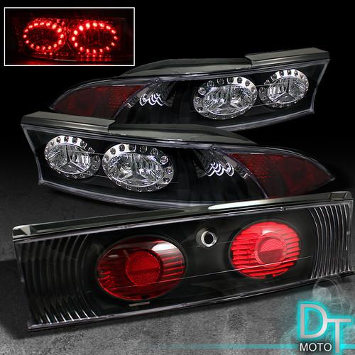 Black 95-99 mit.  eclipse led rims tail brake lights lamp w/trunk pcs left+right