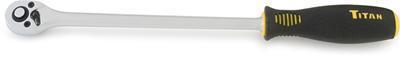 Titan quick-release ratchet vanadium steel chrome rubber handle 1/4"drive 12"l